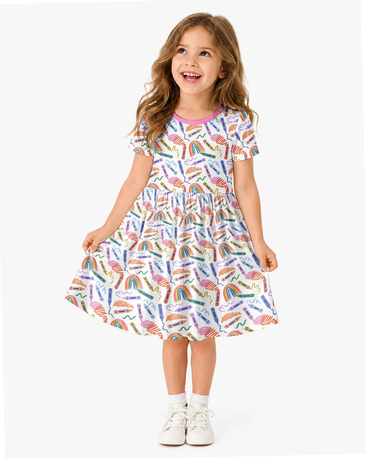 Crayon Chaos Bamboo Twirl Dress