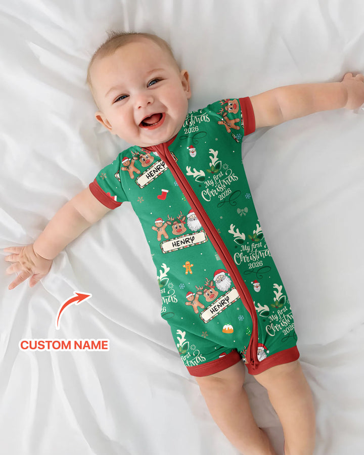 Custom Name Merry Christmas My Deer 2026 Bamboo Shorty Zippy