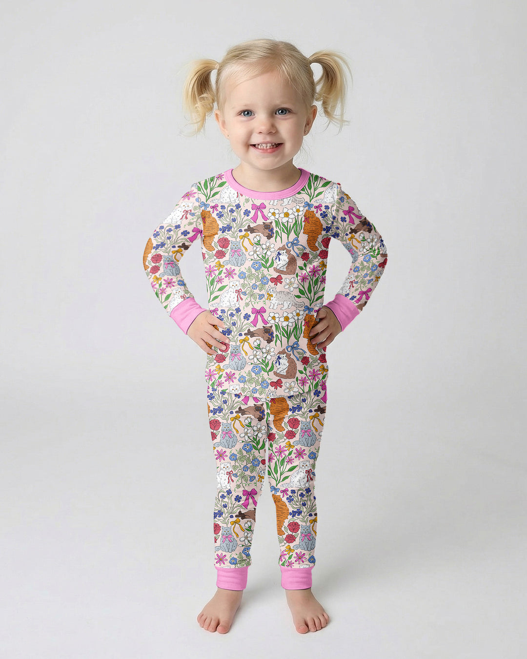 The Garden Cattery Mommy & Me Matching Bamboo Two Piece Long Sleeve Pajama Set