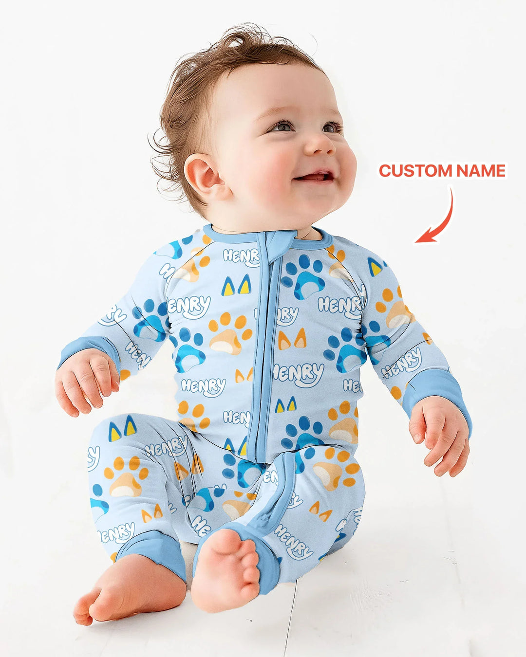 Custom Name Favourite Blue Dog Family Matching Bamboo Convertible Zippy