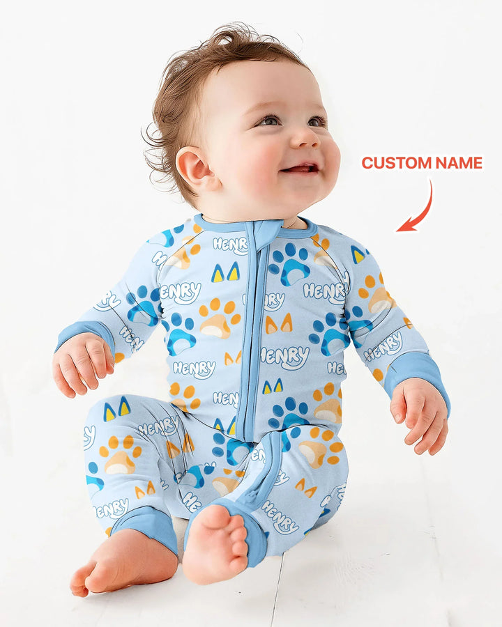 Custom Name Favourite Blue Dog Family Matching Bamboo Convertible Zippy