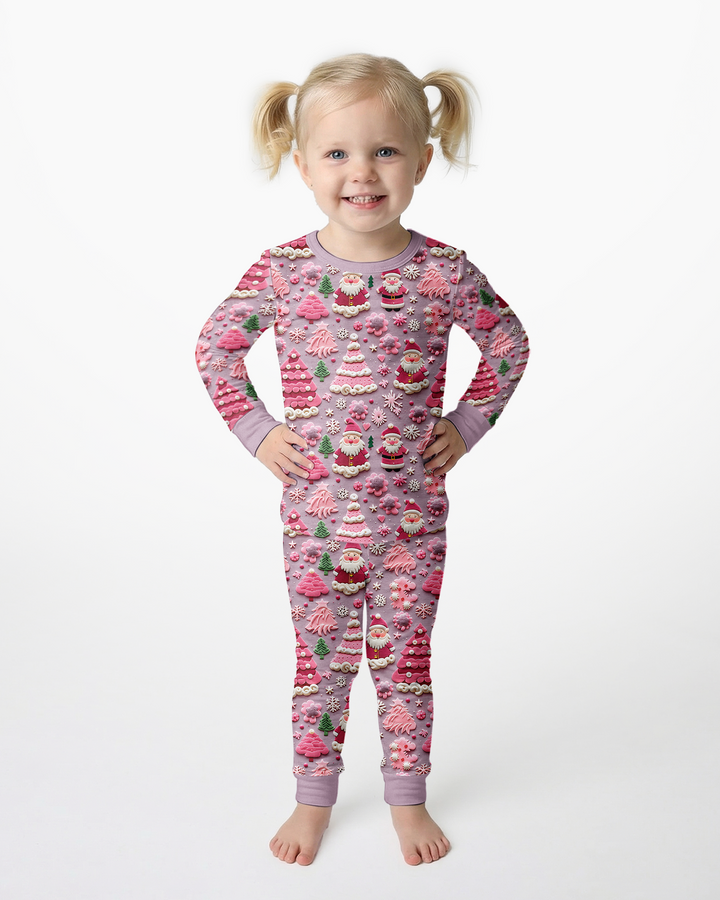 Pink Snowmen Bamboo Two Piece Long Sleeve Pajama Set