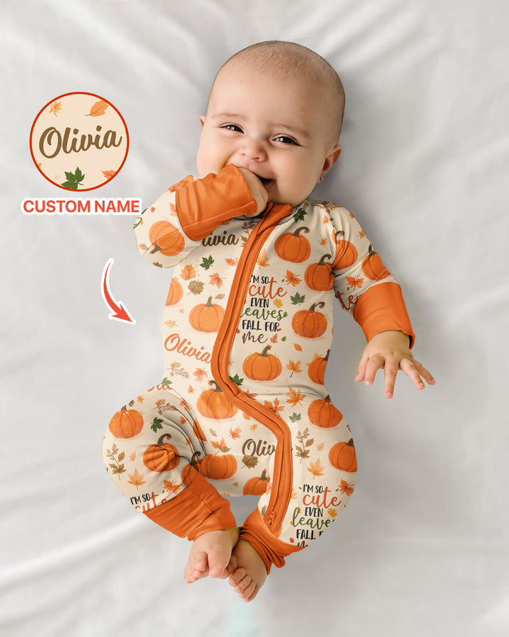 Custom Name I'm So Cute Even Leaves Fall for Me Bamboo Convertible Zippy