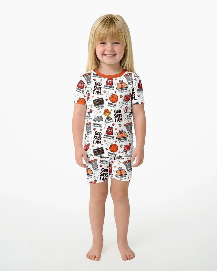 Basketball God Says I Am Bamboo Two Piece Short Sleeve Shorts Pajama Set