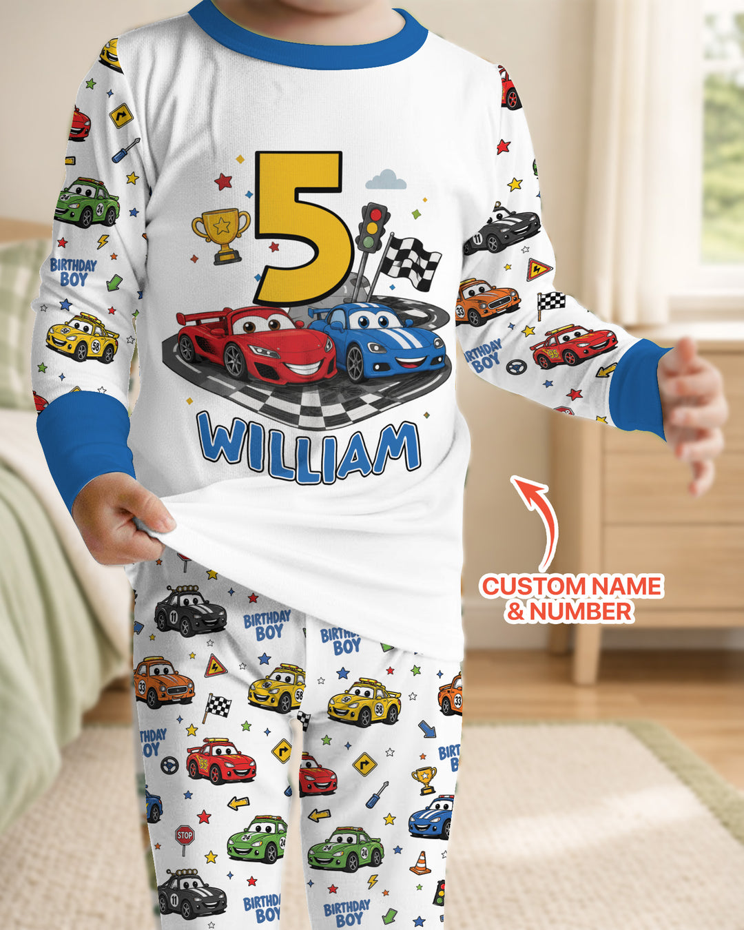 Birthday Racing Adventure Bamboo Two Piece Long Sleeve Pajama Set