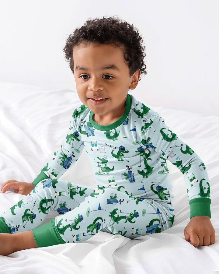 Golfing Gators Bamboo Two Piece Long Sleeve Pajama Set