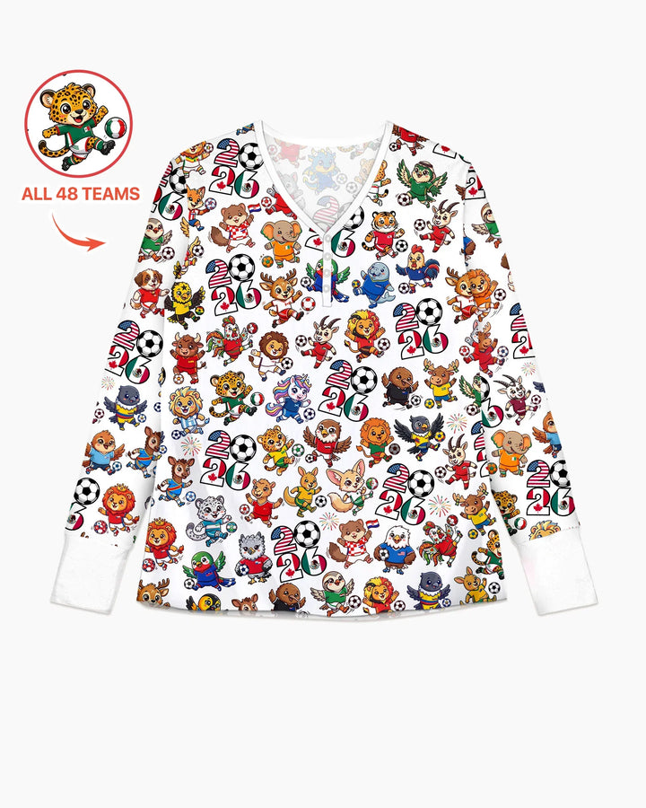 Kawaii Animals Soccer Tour 2026 Family Matching Bamboo Women Pajama Set