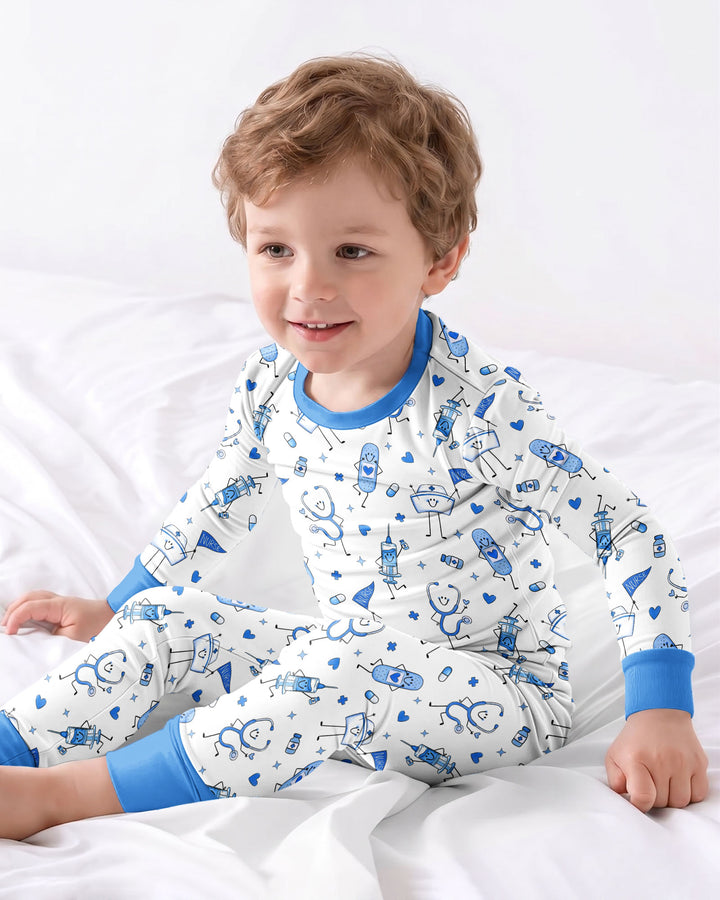 Cute Nurse Crew Bamboo Two Piece Long Sleeve Pajama Set