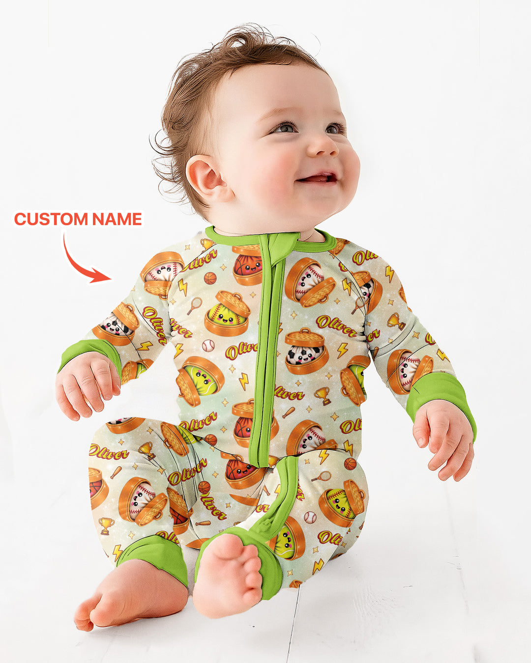 Custom Name Sports Dumpling Bamboo Convertible Zippy