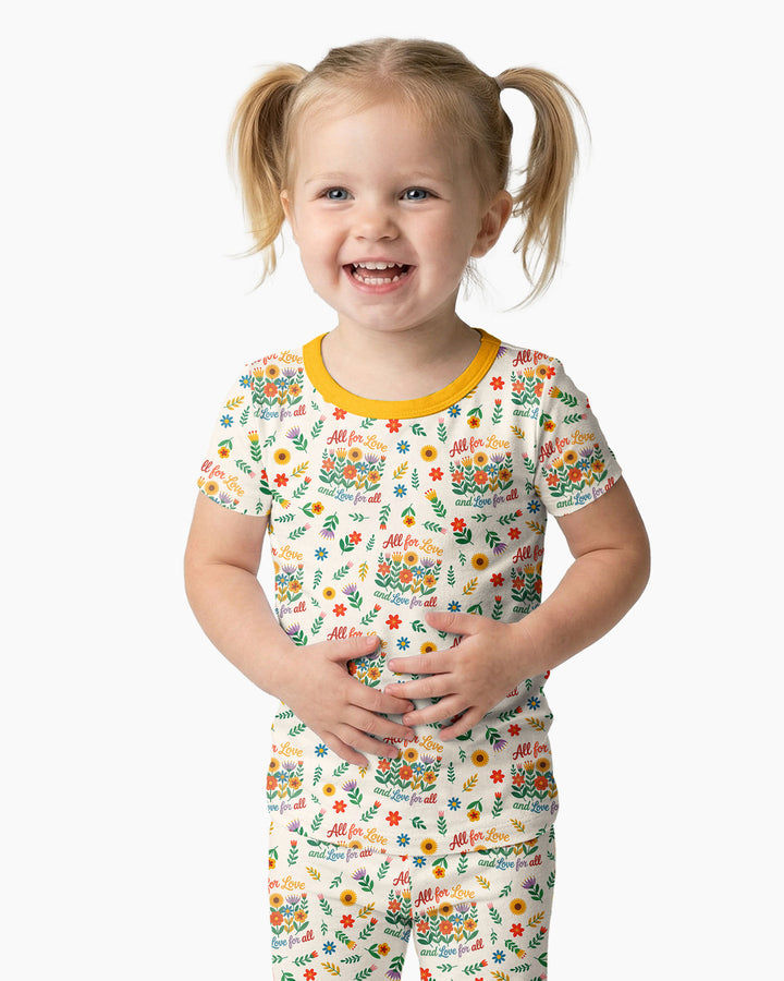 Love For All Family Matching Bamboo Two Piece Short Sleeve Pajama Set