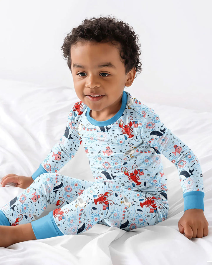 Celebrate 4th of July Family Matching Bamboo Two Piece Long Sleeve Pajama Set