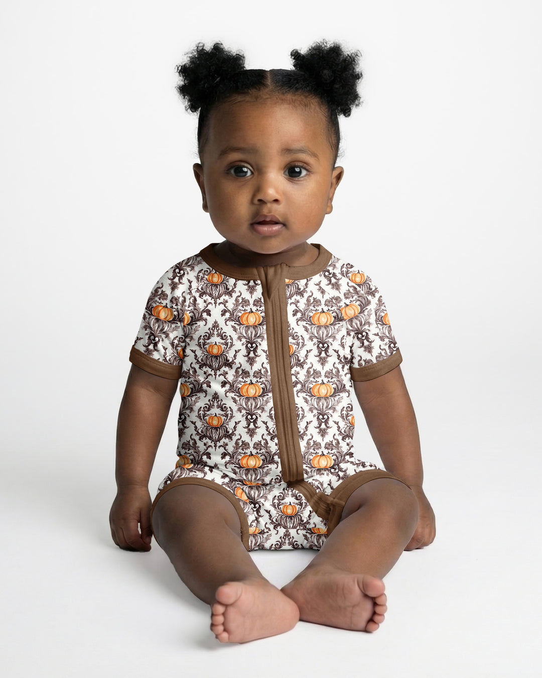 Pumpkin Toile Family Matching Bamboo Shorty Zippy