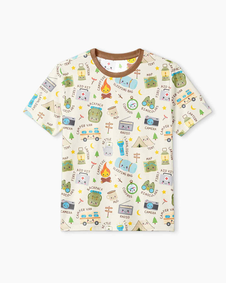 Little Camp Adventure Family Matching Bamboo Men Short Sleeve Short Pajama Set