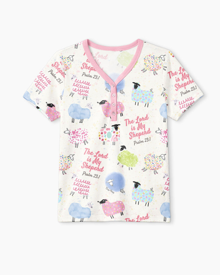 The Lord Is My Shepherd Psalm 23 Bamboo Women Short Sleeve Short Pajama Set