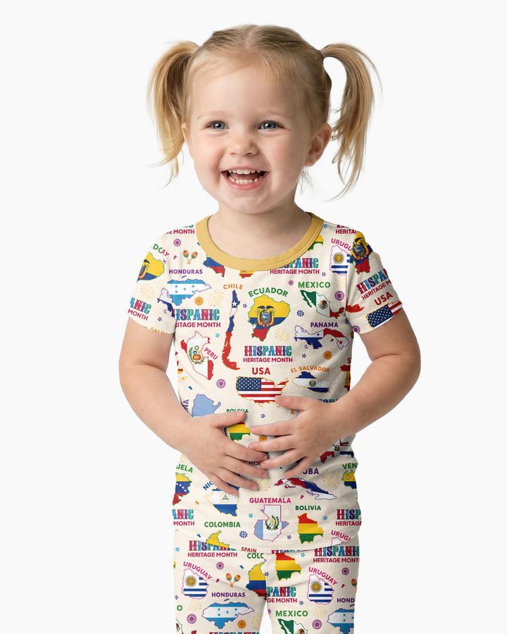 Hispanic Heritage Month Country Flags Bamboo Two Piece Short Sleeve Pajama Set