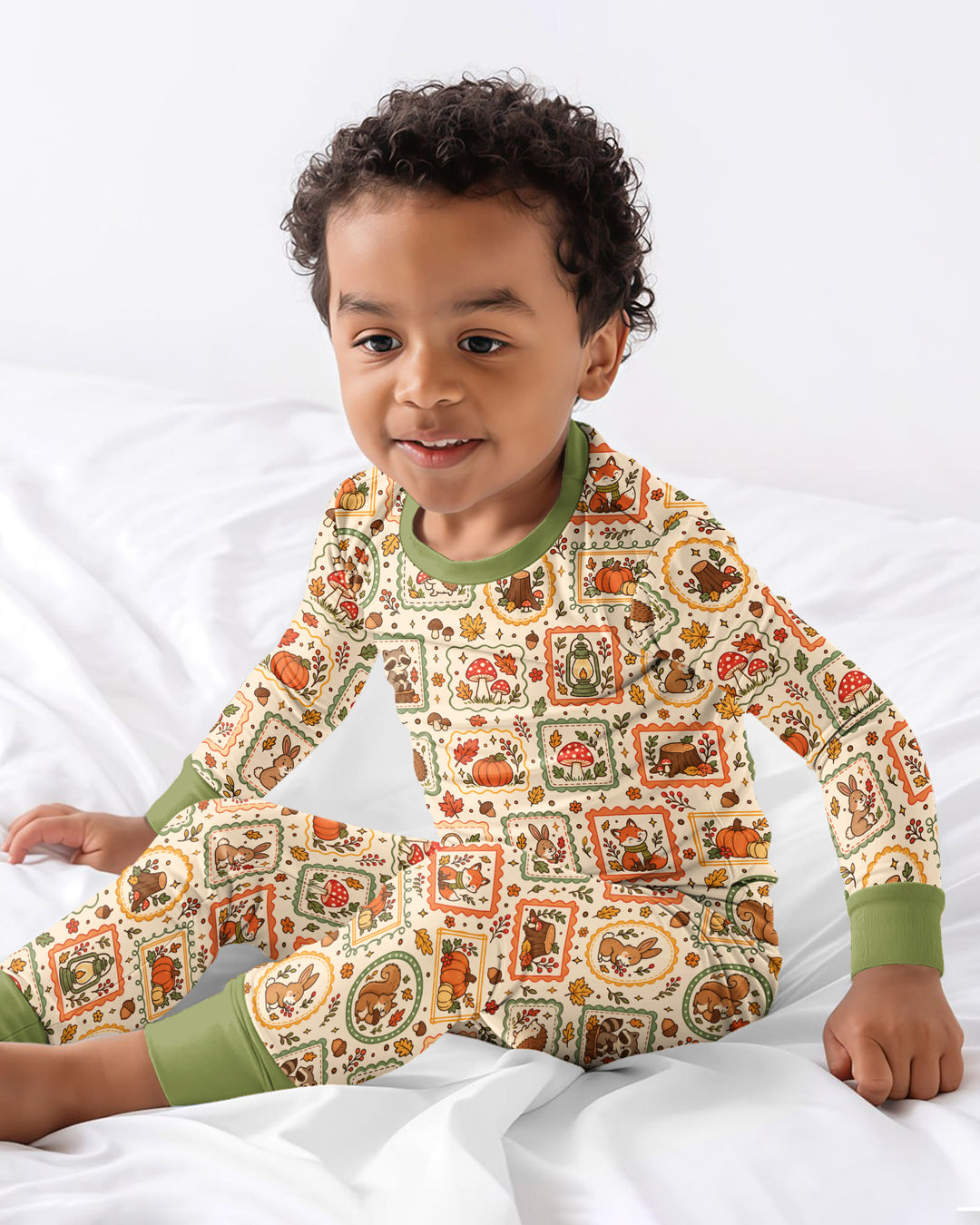 Woodland Animal Fall Bamboo Two Piece Long Sleeve Pajama Set