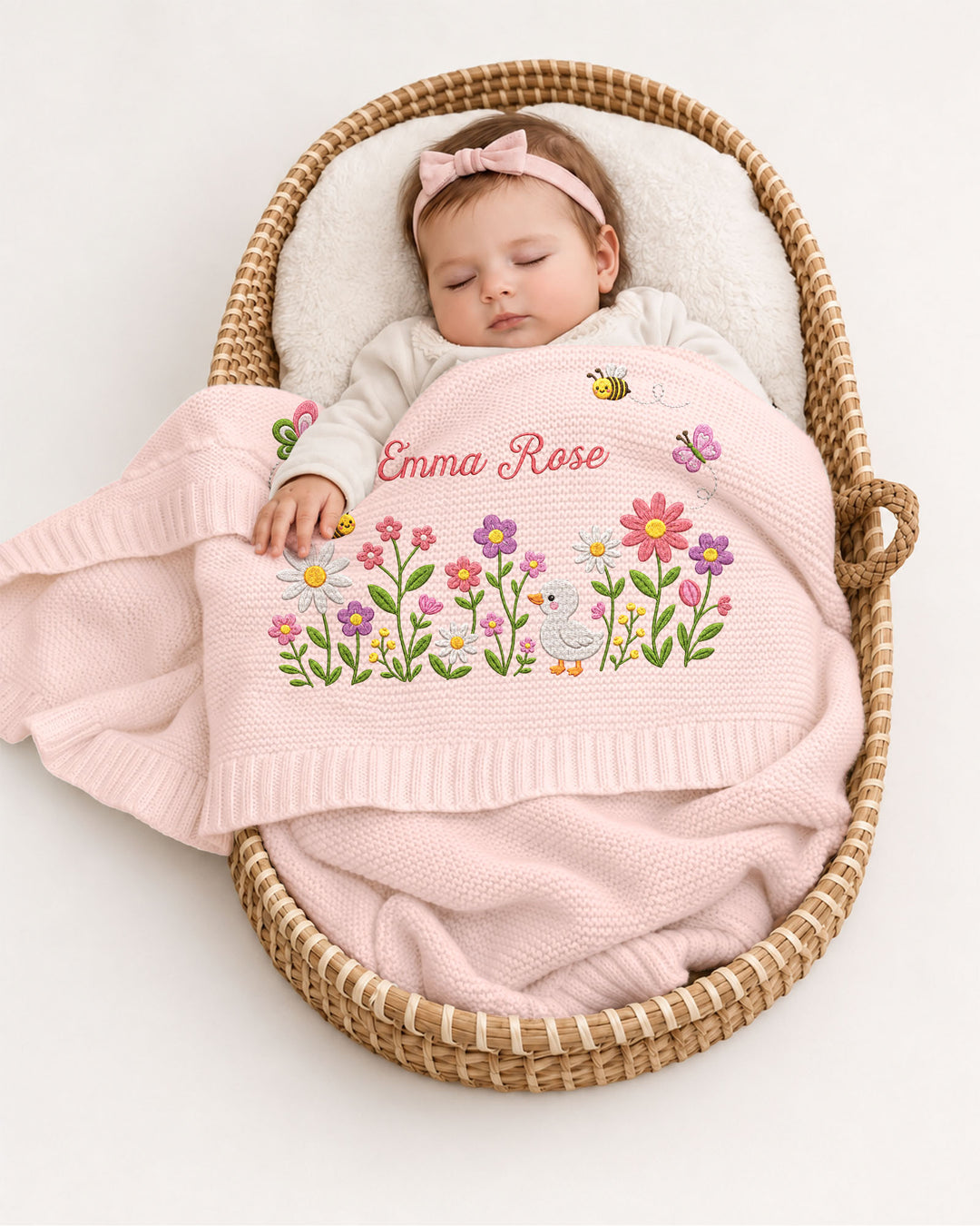 Lovely Floral Embroidered Baby Cotton Blanket