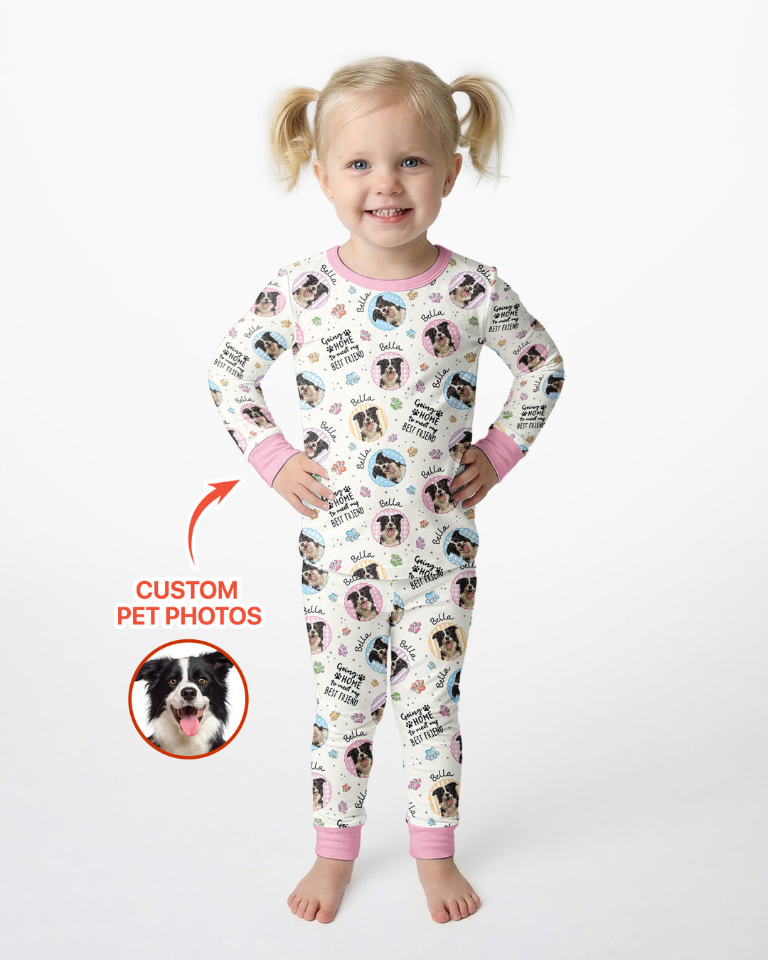 Custom Pet Photo My First Best Friend Bamboo Two Piece Long Sleeve Pajama Set