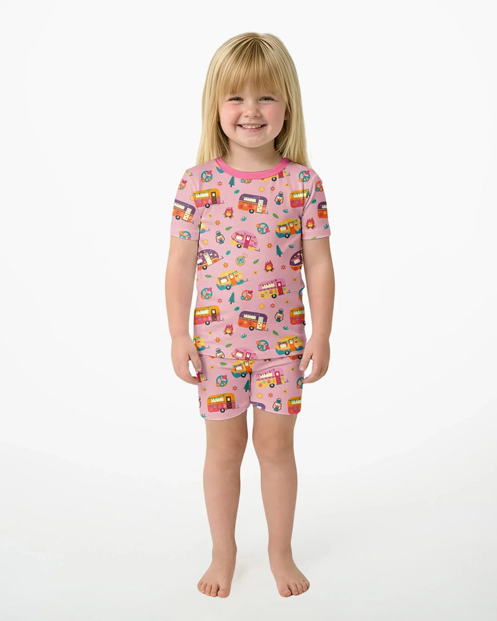Happy Little Camper Bamboo Two Piece Short Sleeve Shorts Pajama Set