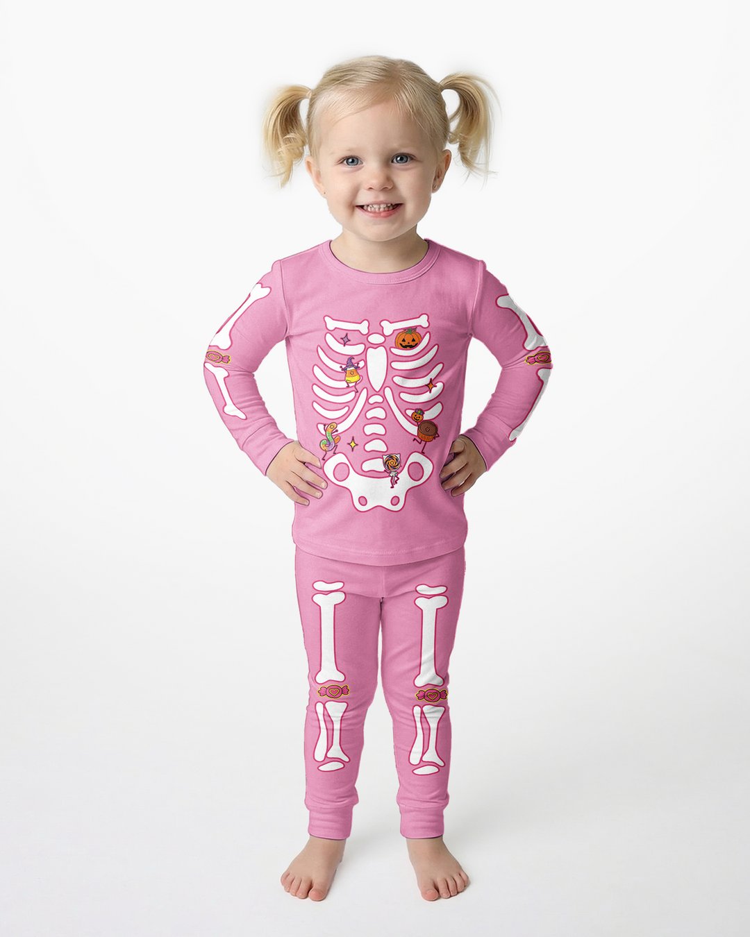Halloween Skeleton Candy Bamboo Two Piece Long Sleeve Pajama Set
