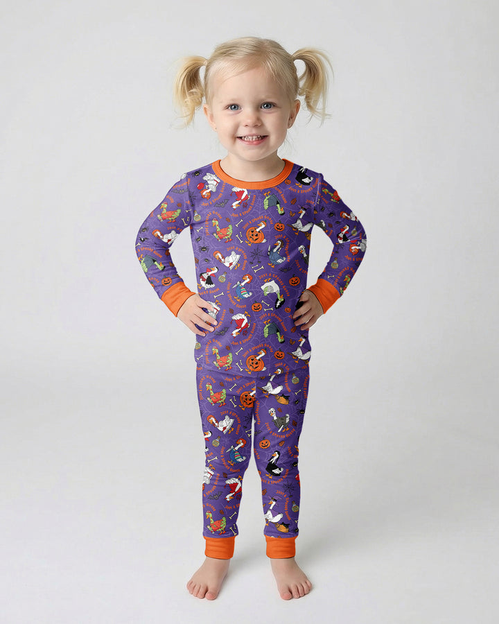Just A Spooky Goose Family Matching Bamboo Two Piece Long Sleeve Pajama Set