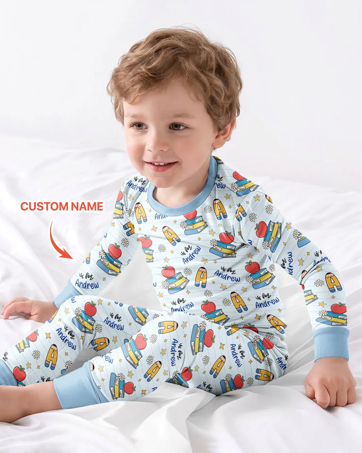 First Day of School Bamboo Two Piece Long Sleeve Pajama Set