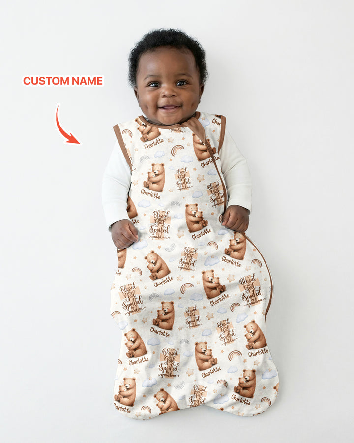 Custom Name Blessed By God Spoiled By Grandma Bamboo Sleep Bag