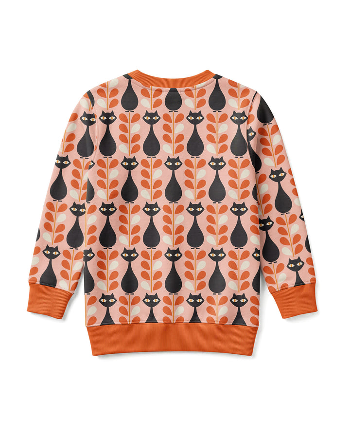 Retro Black Cat Garden Bamboo Crewneck Sweatshirt