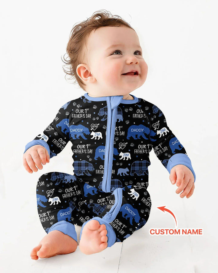 Our 1st Father's Day Daddy Bear & Me Matching Bamboo Convertible Zippy
