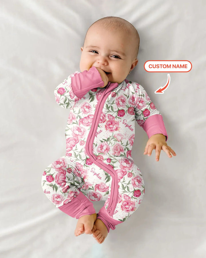 Custom Name Birth Month Flowers Bamboo Convertible Zippy