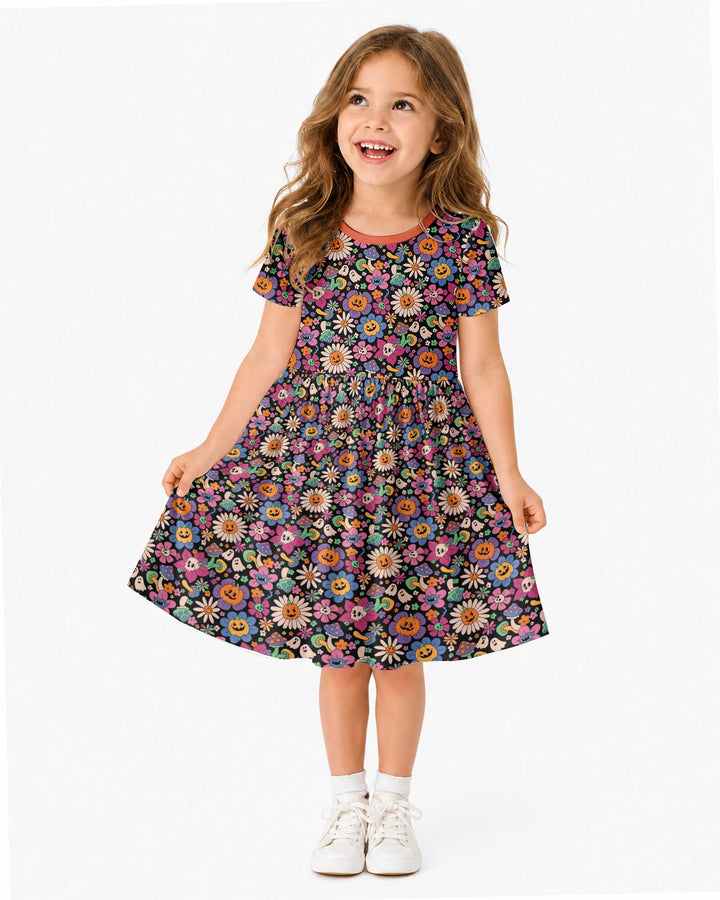 Halloween Flowers Bamboo Twirl Dress