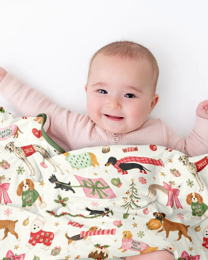 Festive Dog Merry Woofmas Bamboo Blanket