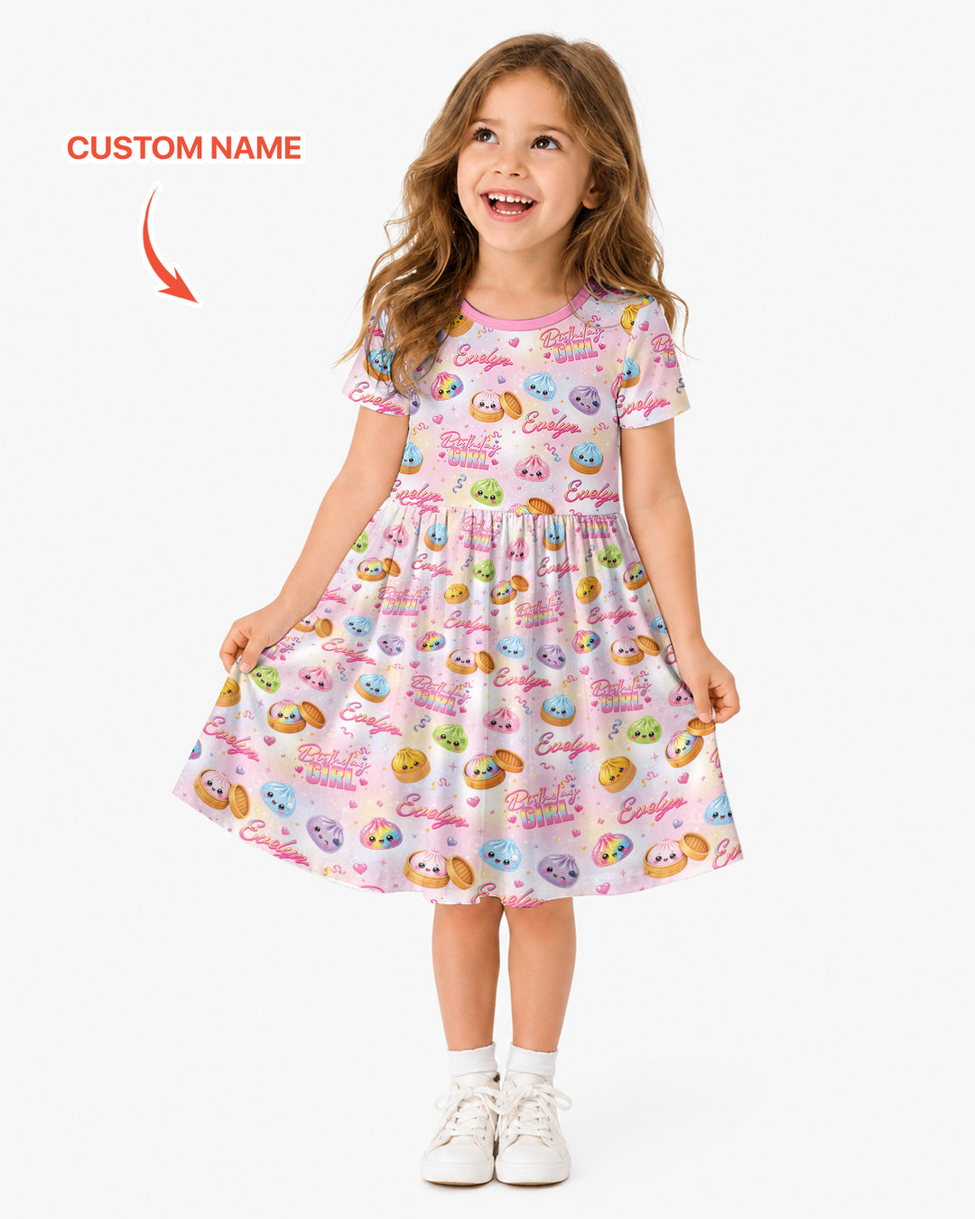Birthday Girl Glitter Dumpling Bamboo Twirl Dress