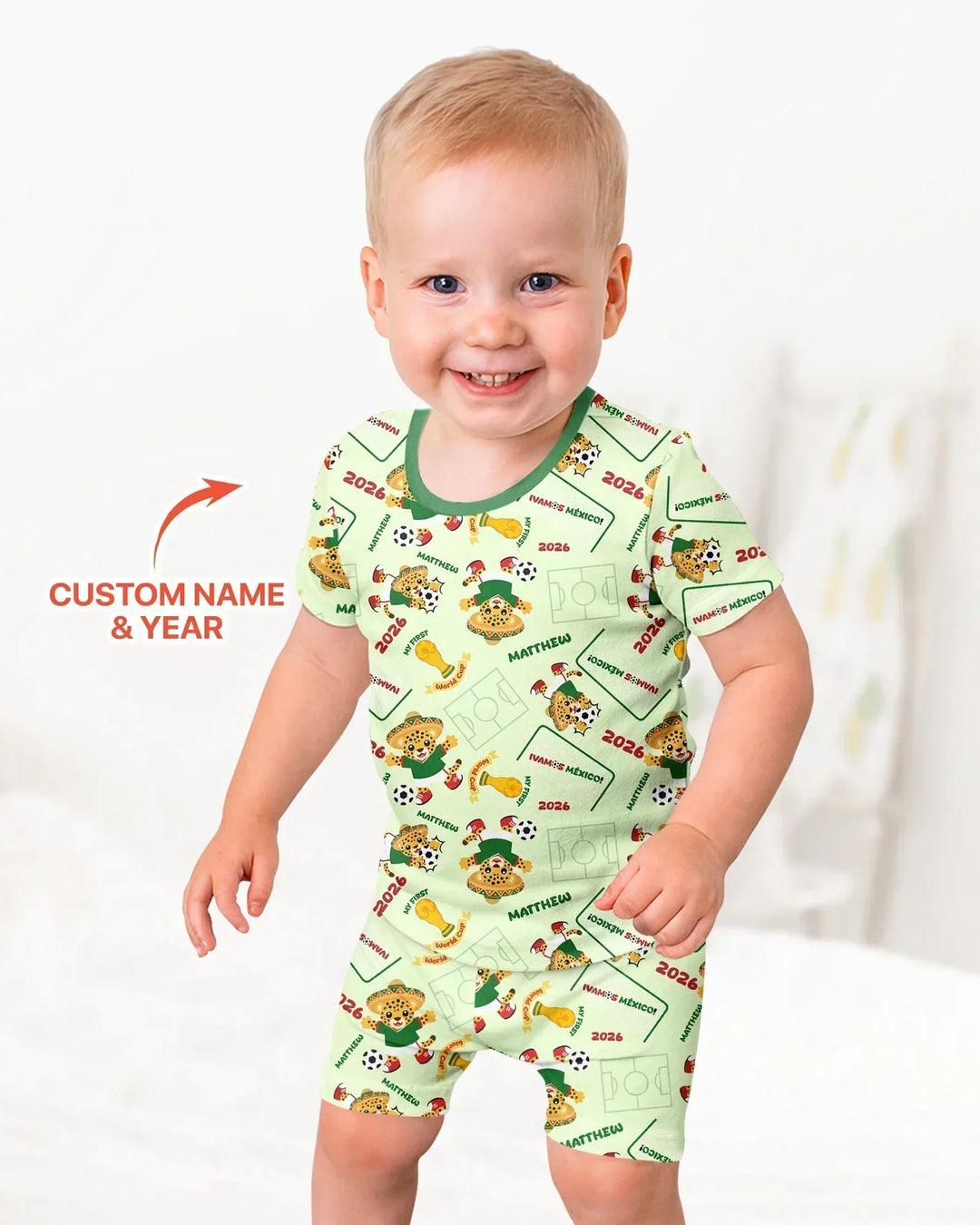 My First World Cup Bamboo Two Piece Short Sleeve Shorts Pajama Set