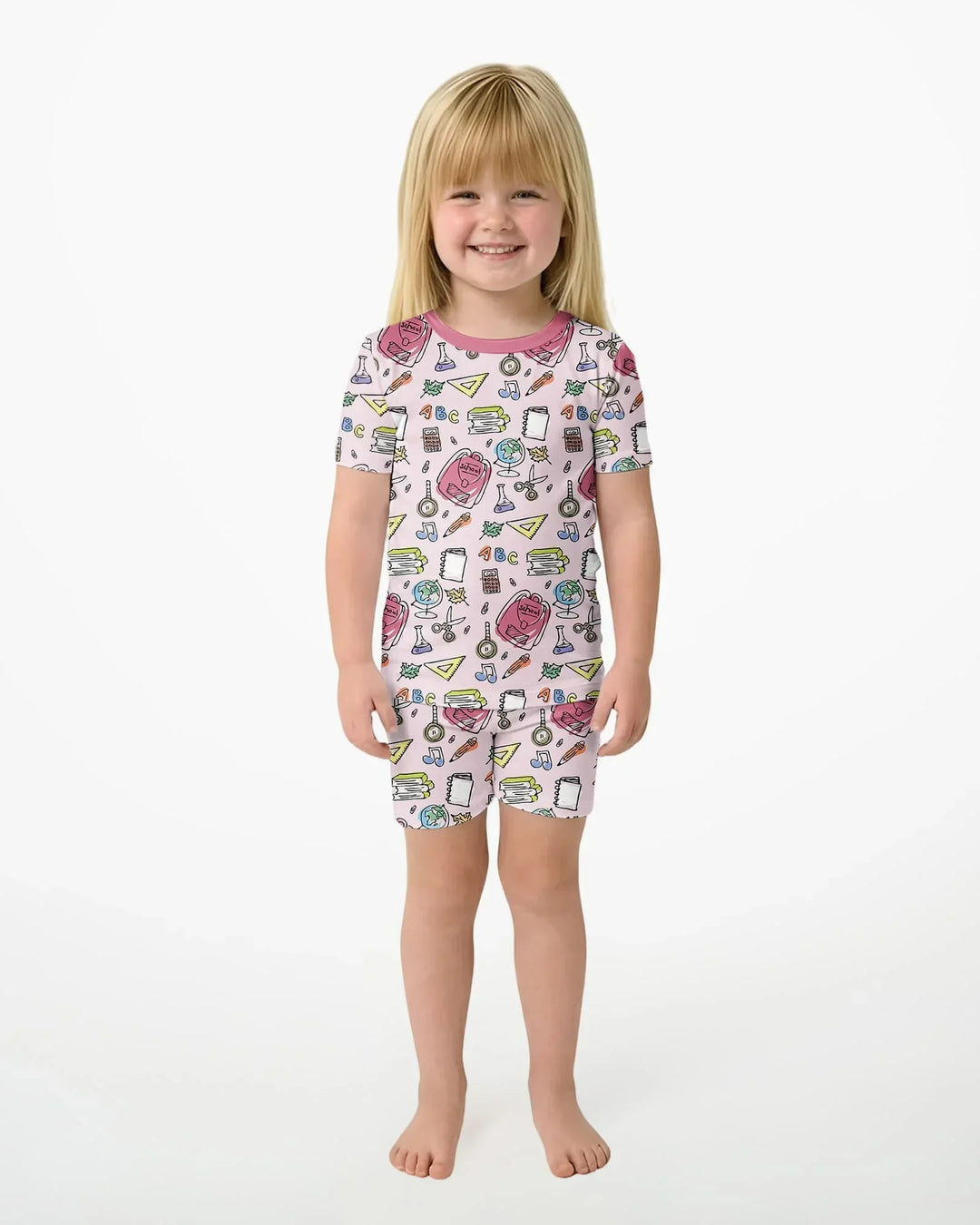 Doodle School Days Bamboo Two Piece Short Sleeve Shorts Pajama Set