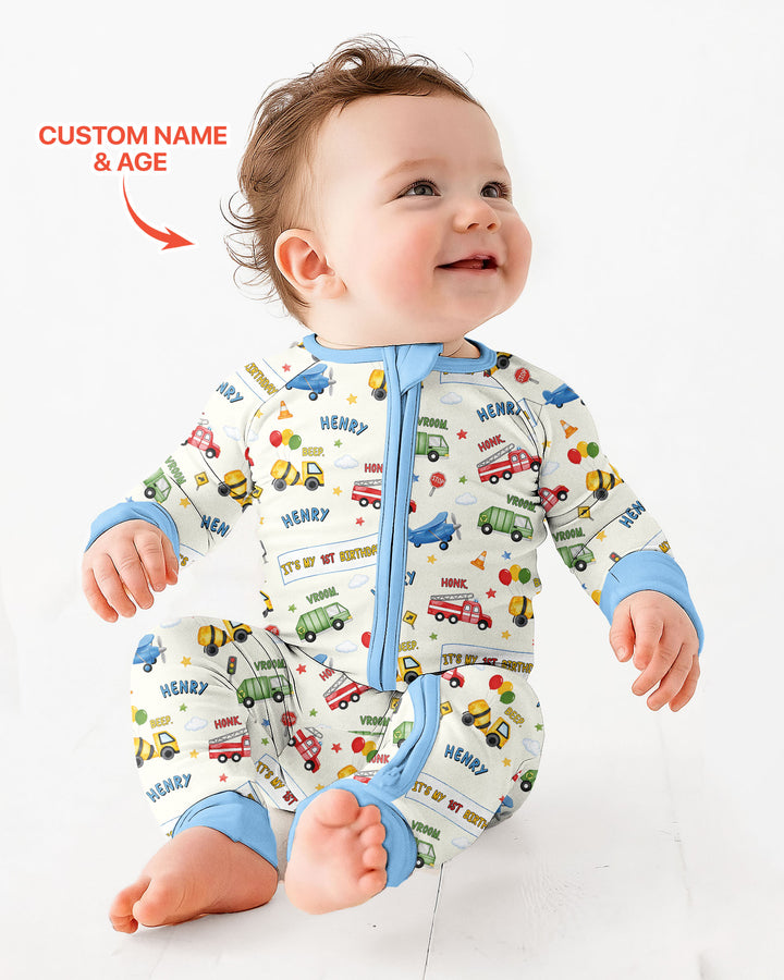 Personalized Transportation Birthday Bamboo Convertible Zippy