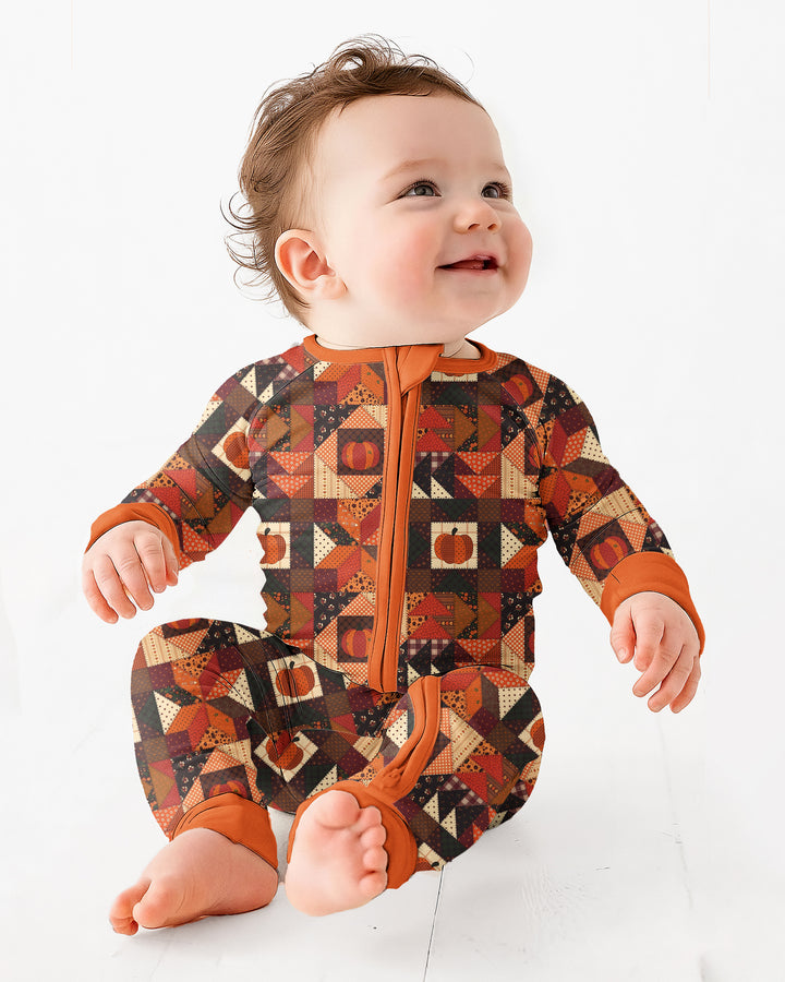 Vintage Pumpkin Patchwork Fall Bamboo Convertible Zippy