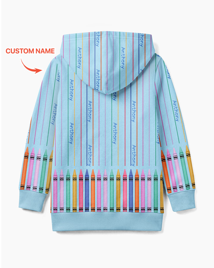 Custom Name Crayon Lines Bamboo Zip Hoodie