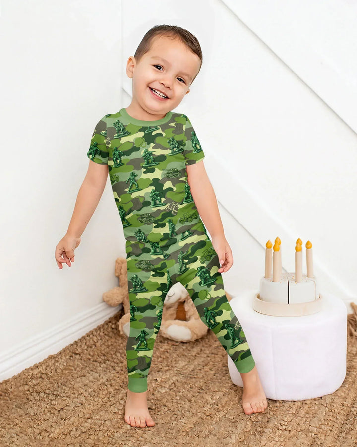Green Army Men Bamboo Two Piece Short Sleeve Pajama Set
