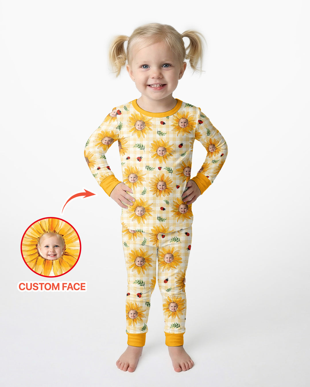 Custom Photo Be The Sunshine Bamboo Two Piece Long Sleeve Pajama Set