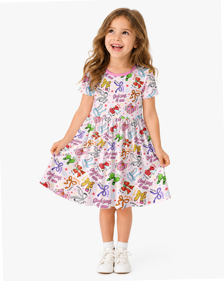 Pencil Bows God Says I Am Bamboo Twirl Dress