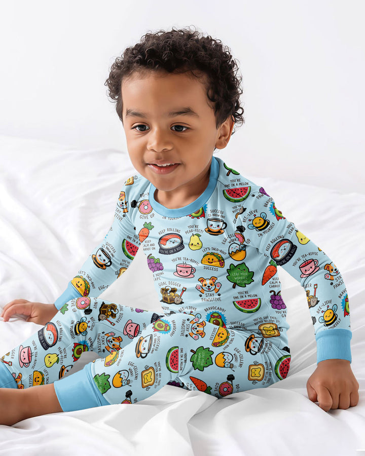 Cute Motivational Puns Bamboo Two Piece Long Sleeve Pajama Set