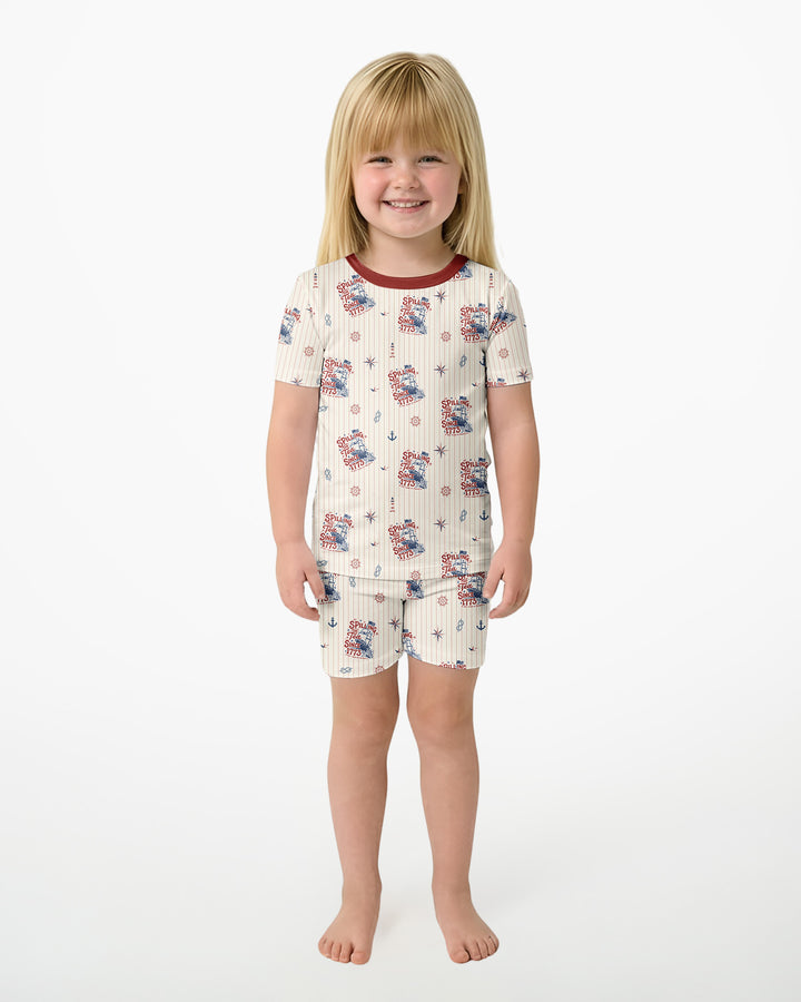 Spilling The Tea Since 1773 Family Matching Bamboo Two Piece Short Sleeve Shorts Pajama Set