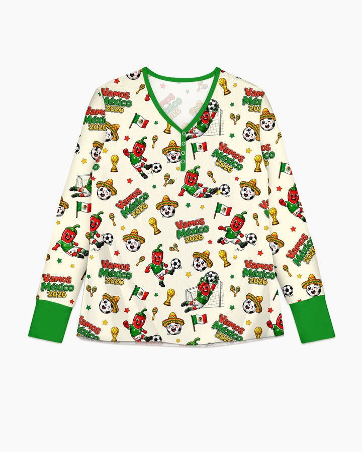 Cartoon World Soccer Vamos Mexico Family Matching Bamboo Women Pajama Set
