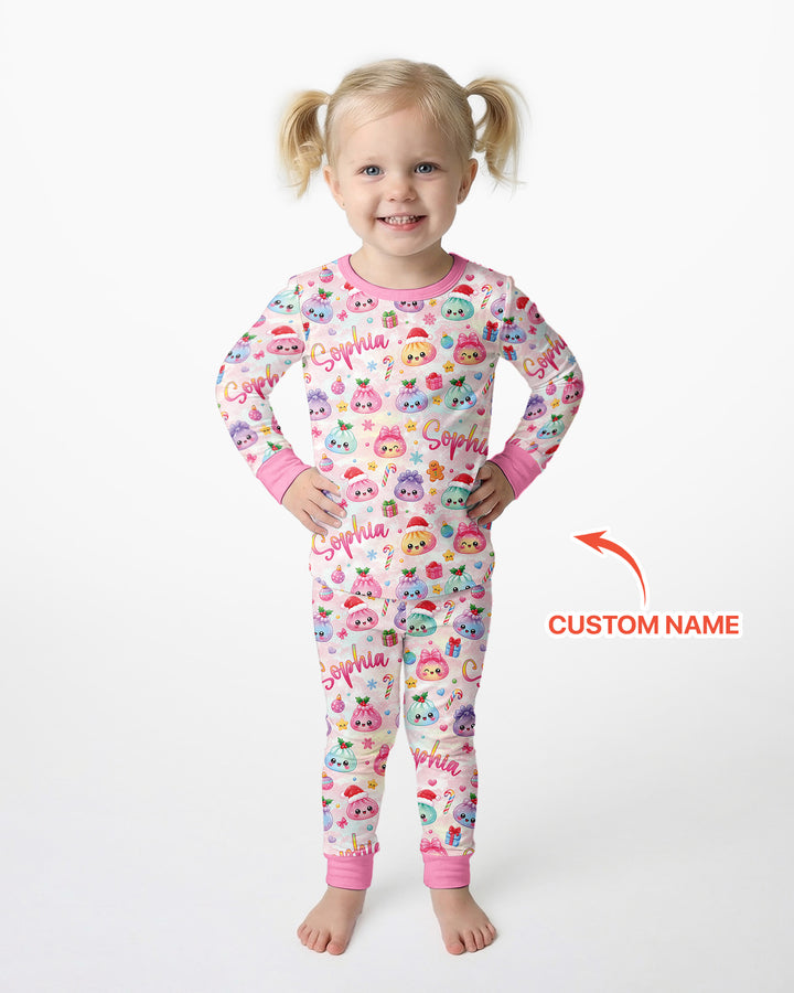 Christmas Dumpling Bamboo Two Piece Long Sleeve Pajama Set
