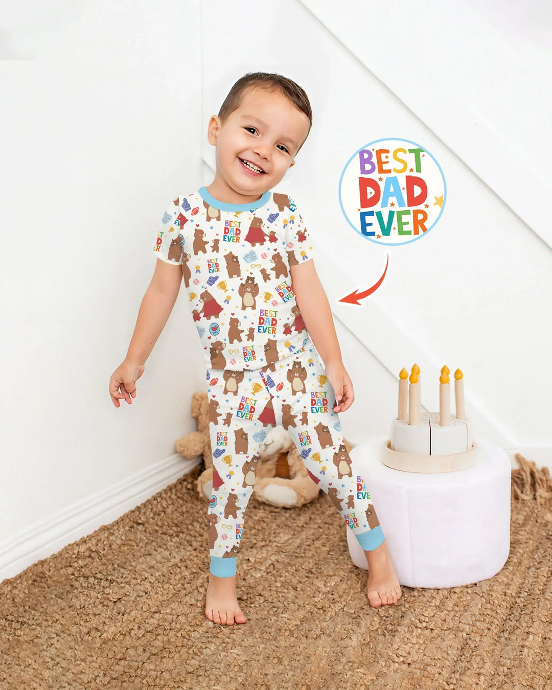 Best Daddy Bear Ever Family Matching Bamboo Two Piece Short Sleeve Pajama Set