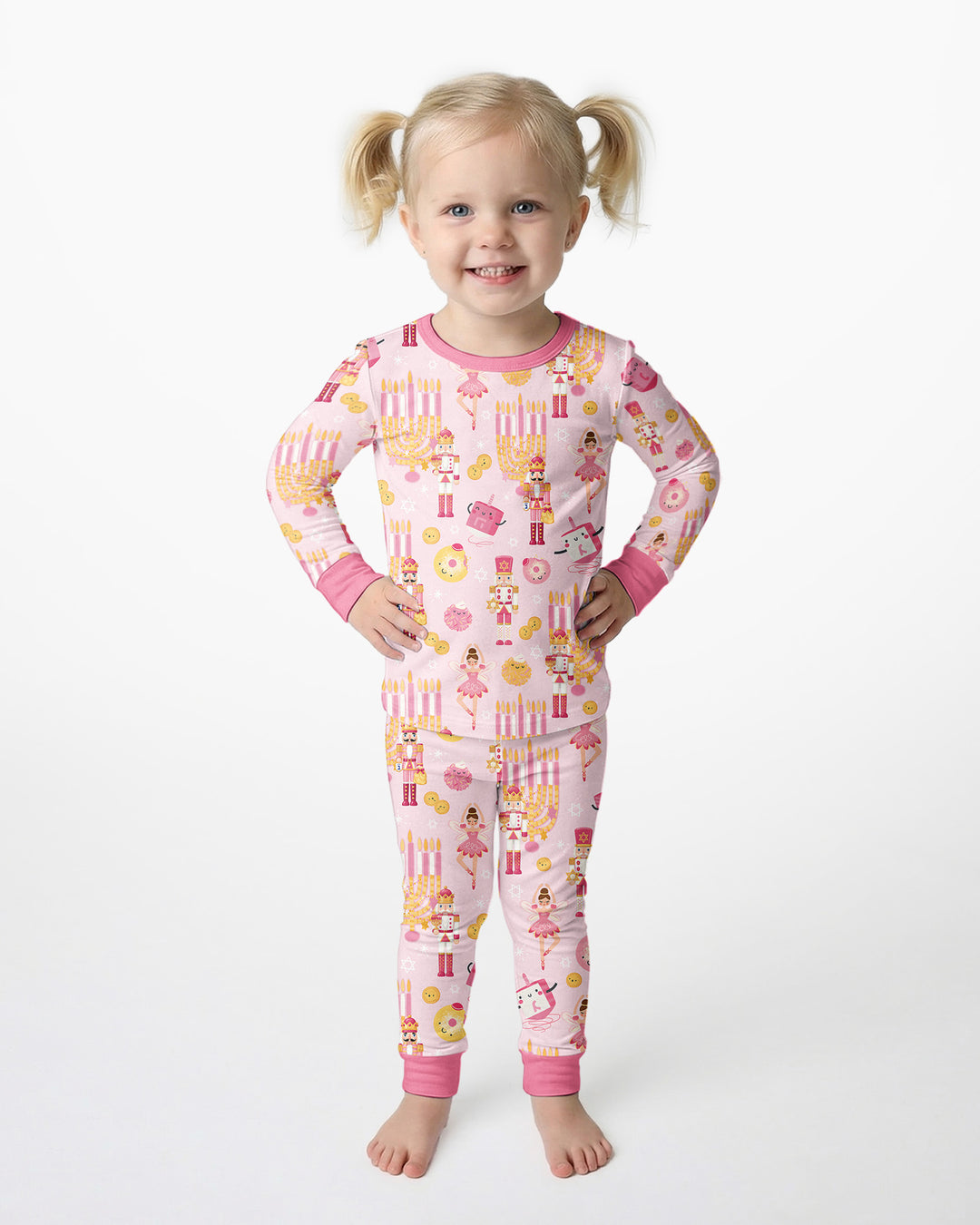 Hanukkah Nutcracker King Family Matching Bamboo Two Piece Long Sleeve Pajama Set