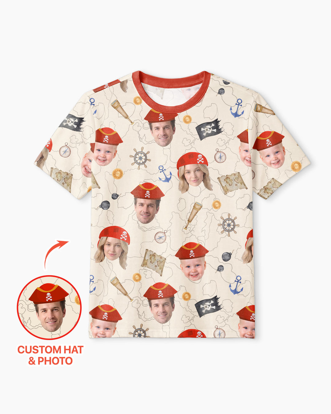 Custom Photo Treasure Map Adventures Family Matching Bamboo Men Short Sleeve Short Pajama Set