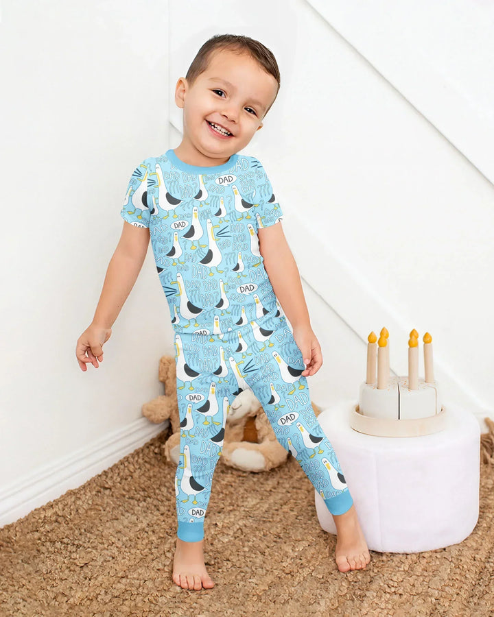 Funny Seagull DAD Bamboo Two Piece Short Sleeve Pajama Set
