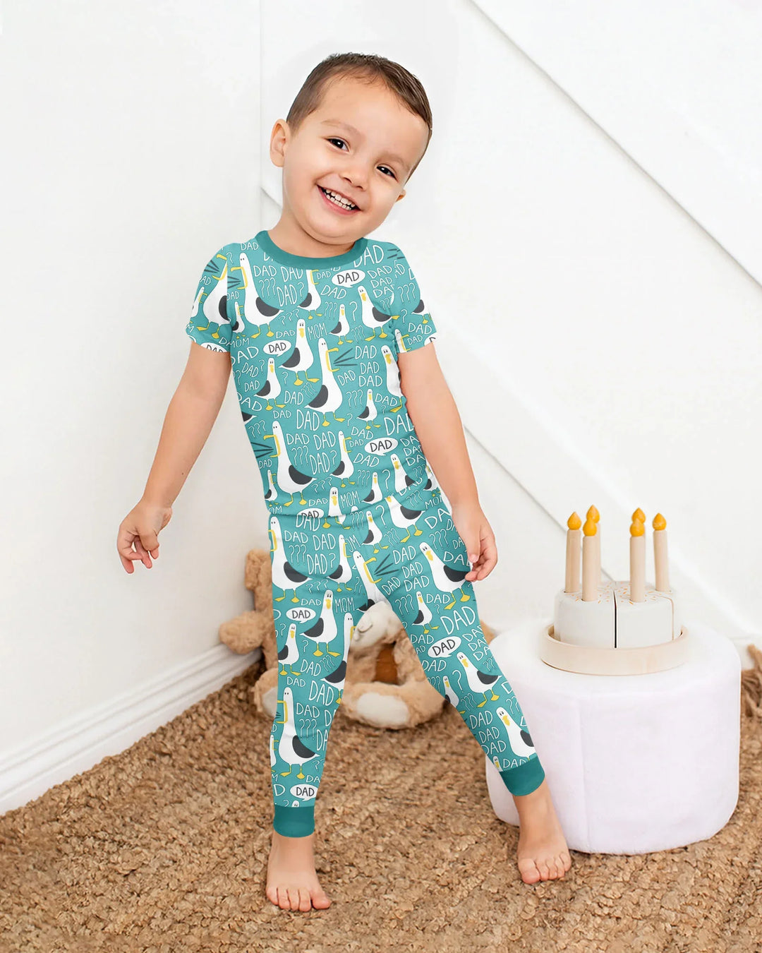 Funny Seagull DAD Bamboo Two Piece Short Sleeve Pajama Set